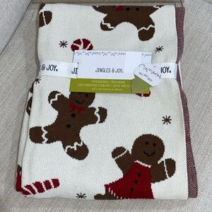 Holiday Christmas Knit Throw Blanket Xmas Gingerbread Candy Cane Boy Girl